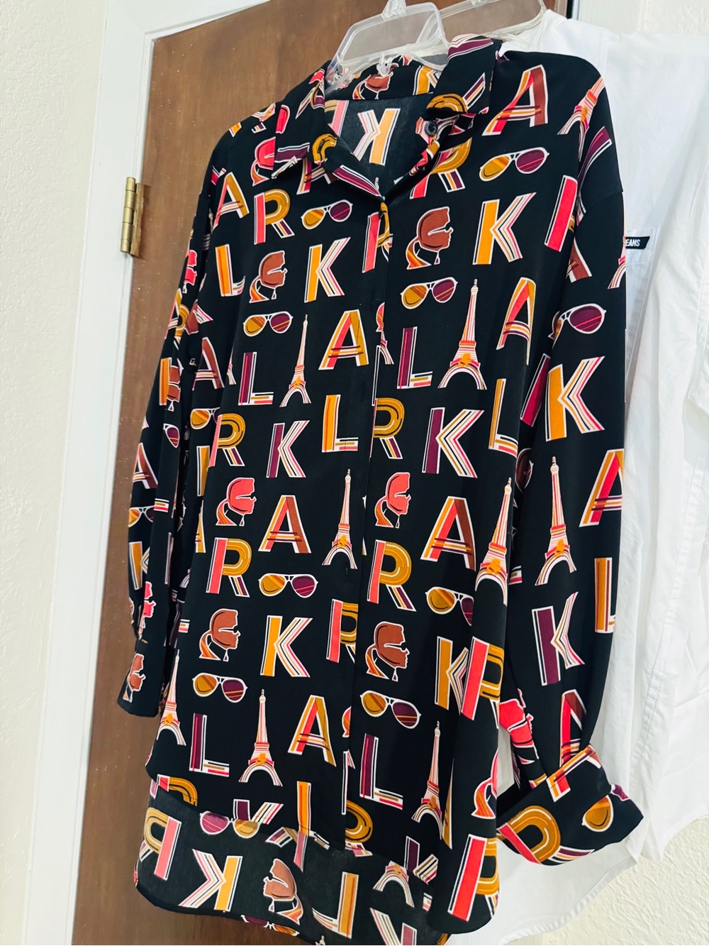 Karl Lagerfeld Black Skirt with Red, Orange, Yellow and Pink Print